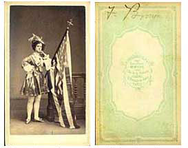 Fanny Brown in costume with American flag