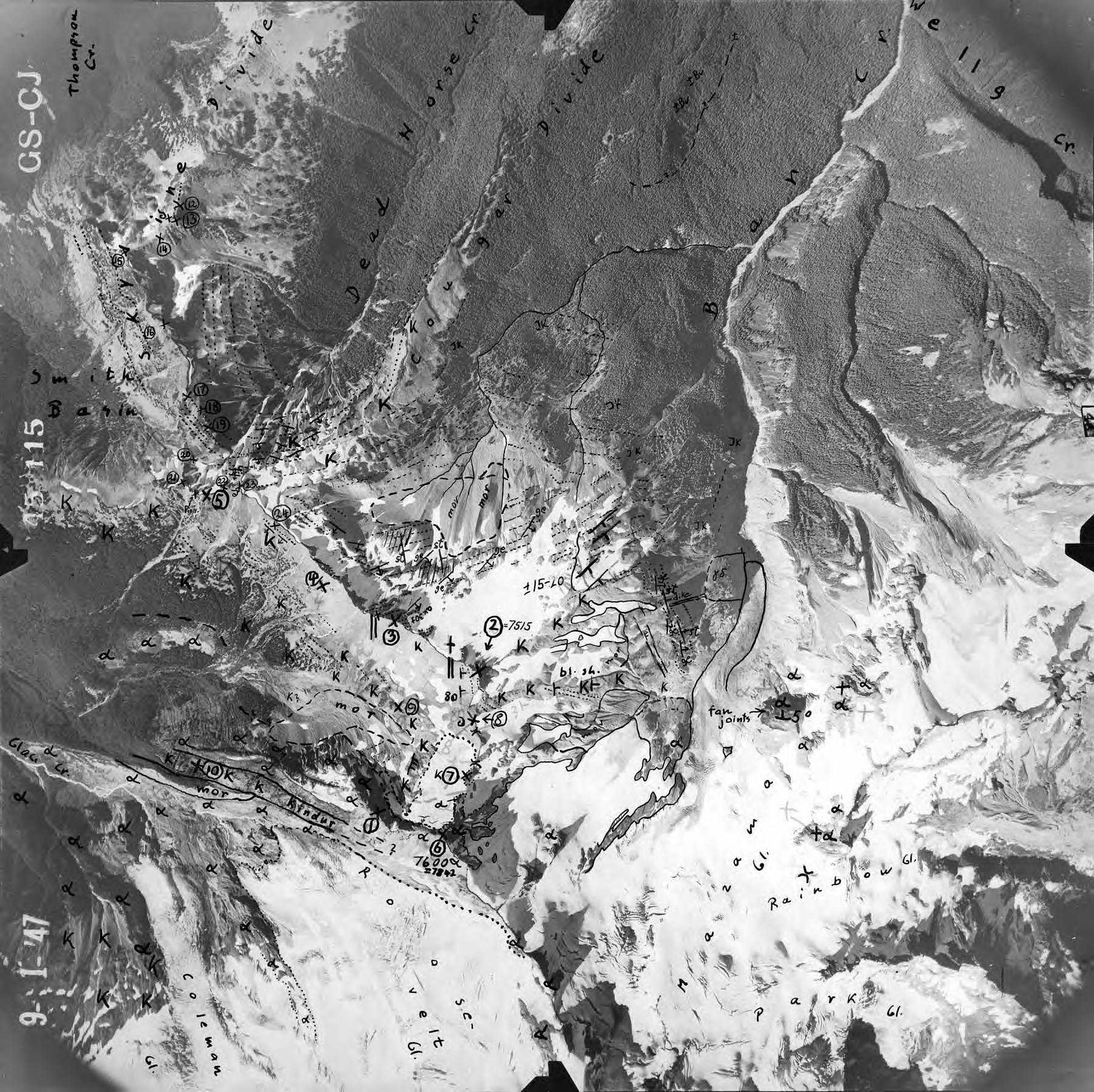 U.S.G.S. aerial photo showing terrain vicinity of Coleman, Roosevelt, Mazama, Rainbow and Park Glaciers