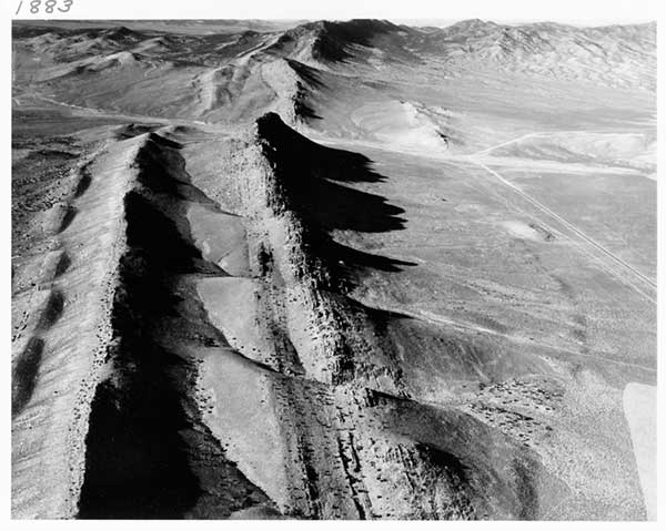 Strike ridges at Tyrone Gap, East of Mount Hope mine, North of Eureka, Nevada, October 16, 1958