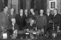 Governor Walgren and others at the signing of the Medical Dental School Bill, March 1, 1945