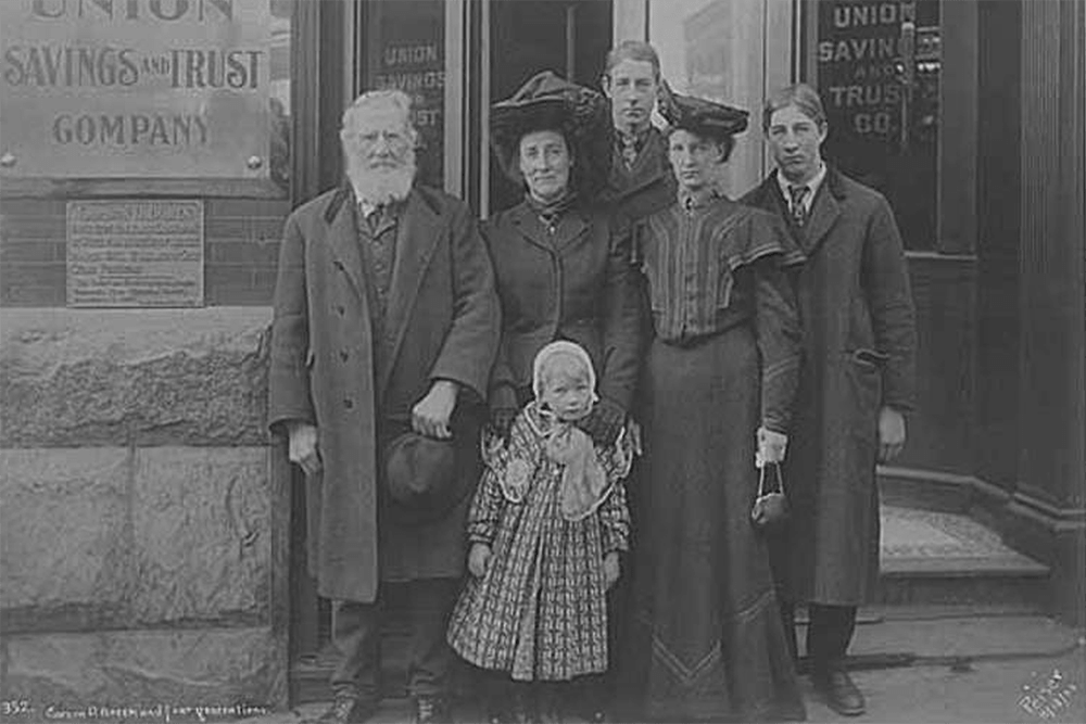 Carson D. Boren and descendents beside the tablet memorializing him, Seattle, November 13, 1905
