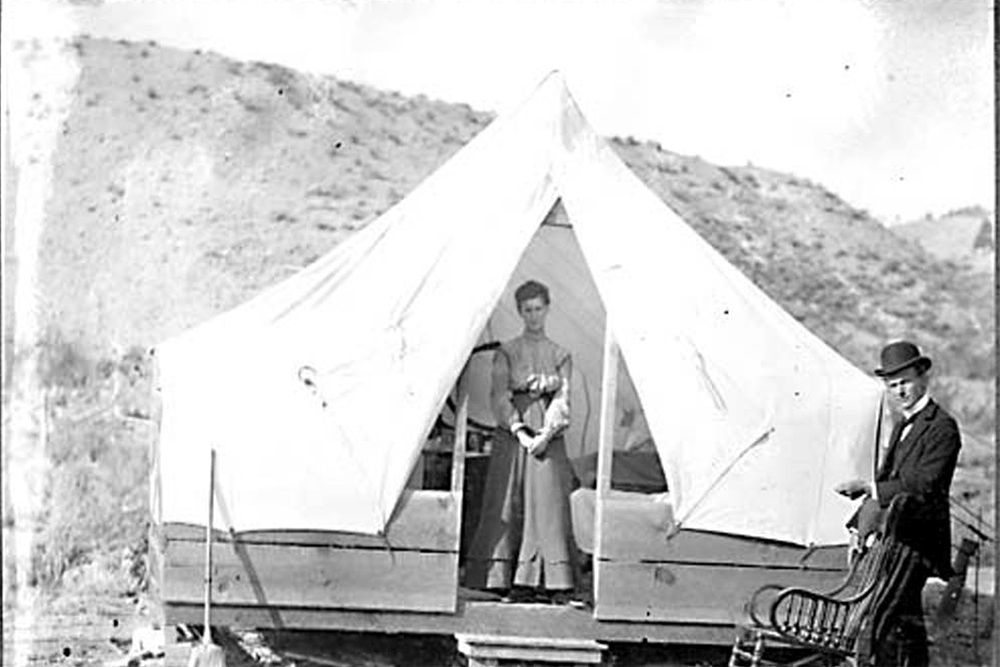 009 Campers at Lake Chelan, and, view of town of Chelan, 1903