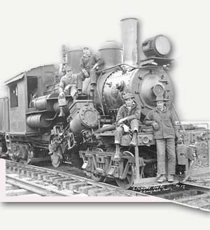 Clemons Logging Company Class C three-truck Climax locomotive no. 3 and crew, 1926