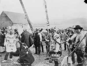 Tlingit dancers at potlatch, 1898