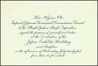 Invitation to dedication of the Japan Exhibits Building