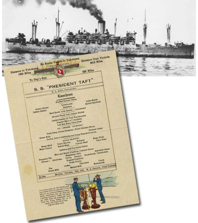 Menu from the S.S. President Taft