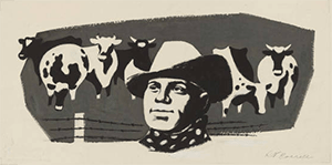 cowboy scratchboard drawing