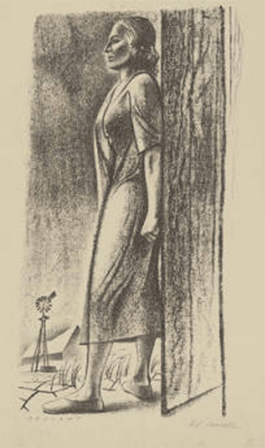 woman lithograph