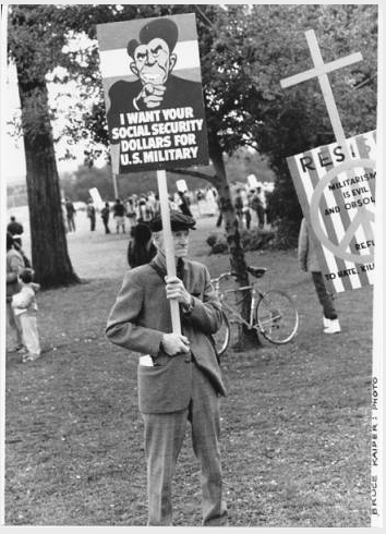 photograph of Correll protesting