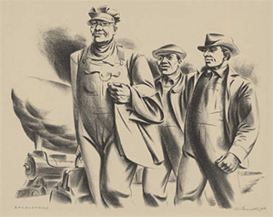 raliroad workers lithograph