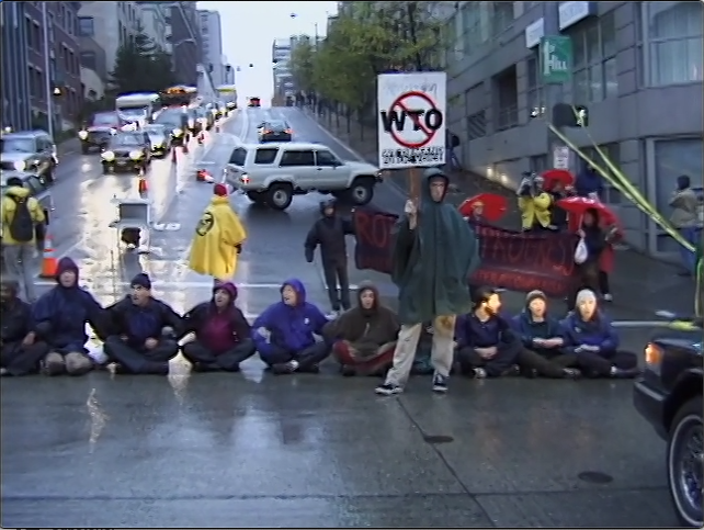 Protesters Sitting in Street