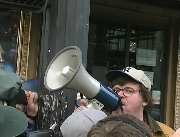 Michael Moore with Bullhorn