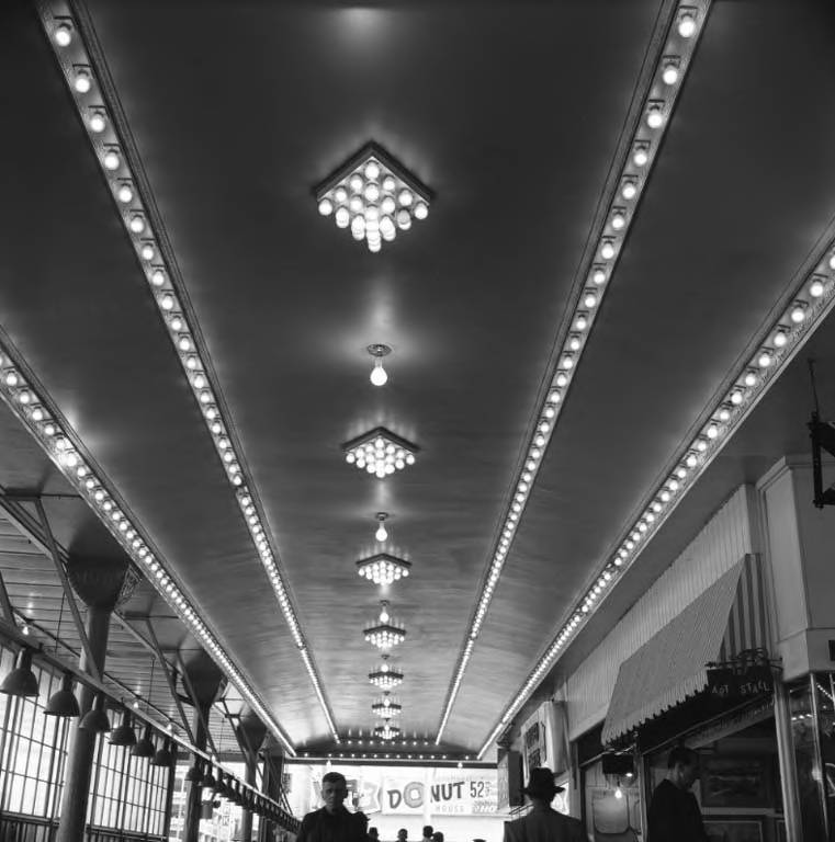 Ceiling lighting in the Pike PLace Market, Seattle