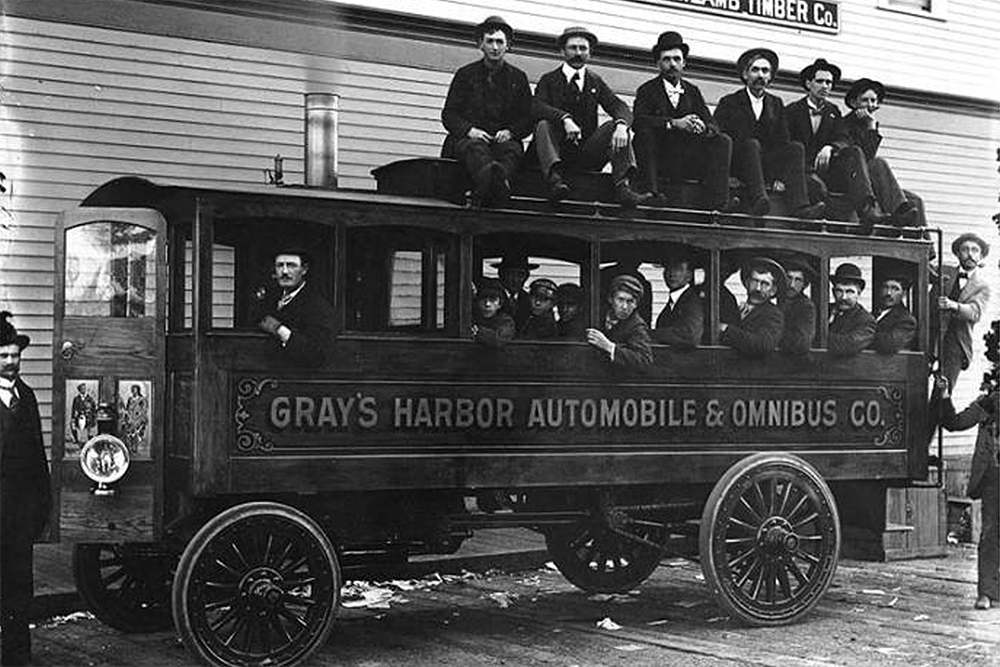 Steam powered bus, Hoquiam, Washington, 1902