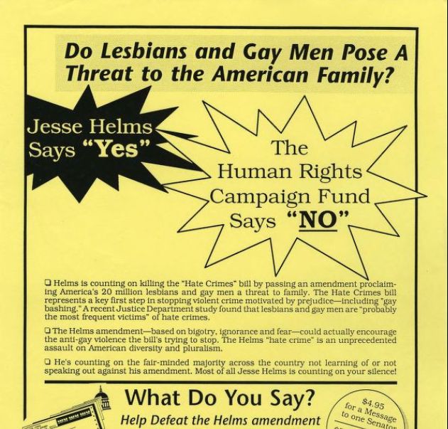 Do Lesbians and Gay Men Pose a Threat to the American Family flier, approximately 1985-1990