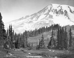 Looking north toward south peak of Mount Rainier