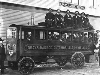 Steam powered bus, Hoquiam, Washington, 1902 