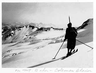 Skier on Coleman Glacier at Mt. Baker