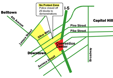 Map of protest area
